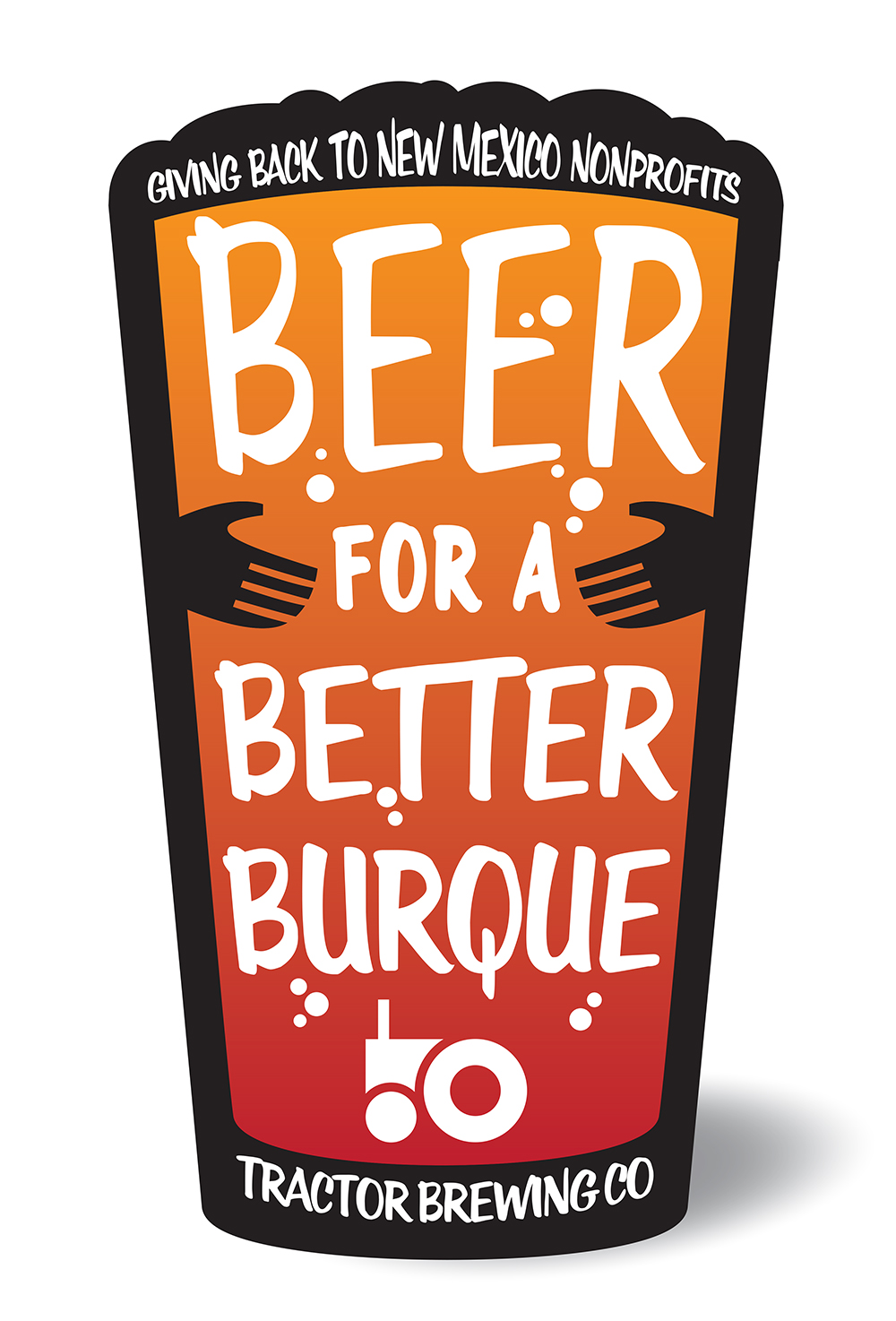 Beer for a Better Burque Tactor Brewing Co logo "Giving back to New Mexico Non-Profits"