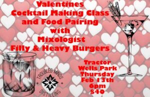 Valentines cocktail making class poster